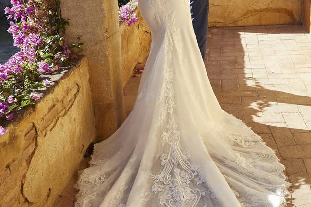 Vestido Fiesta Naranja y Azul - Soria Novias