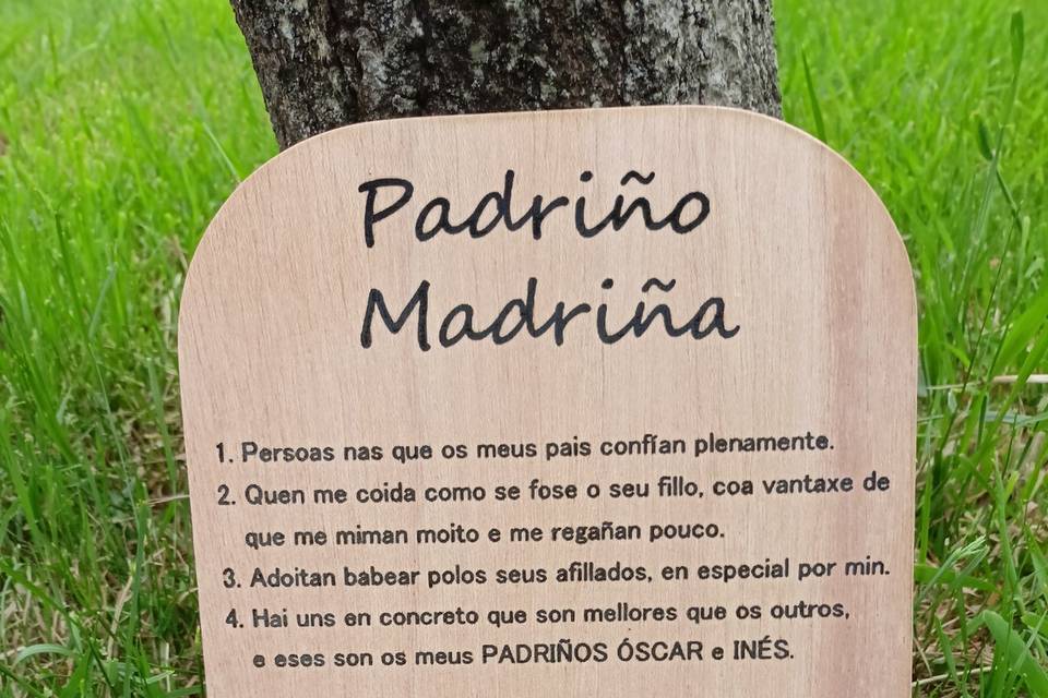 Placa para padrino y madrina