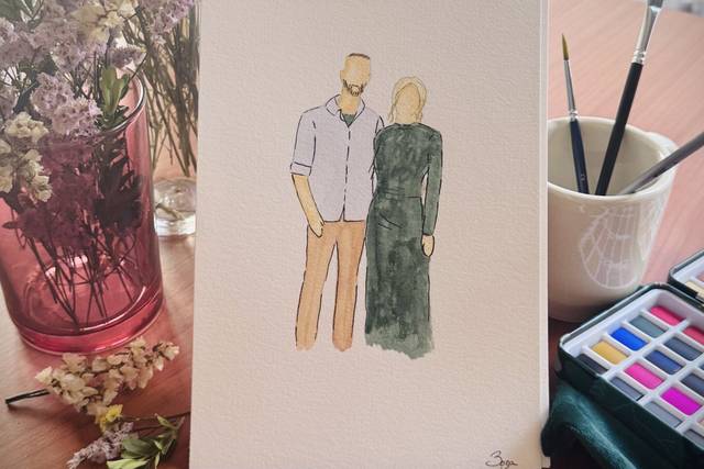 Pareja acuarela