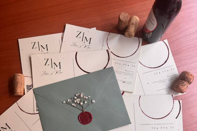 Invitaciones boda bodega vino