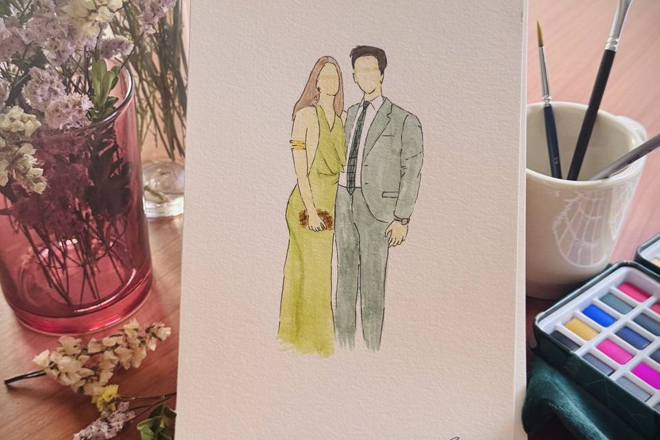 Pareja acuarela