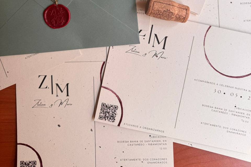 Invitaciones boda bodega vino