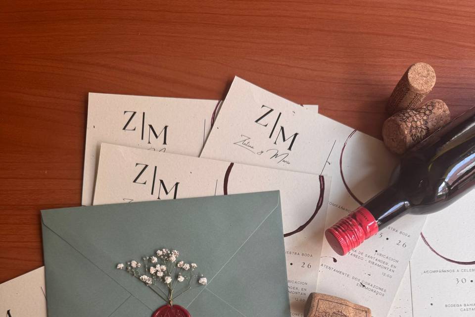 Invitaciones boda bodega vino