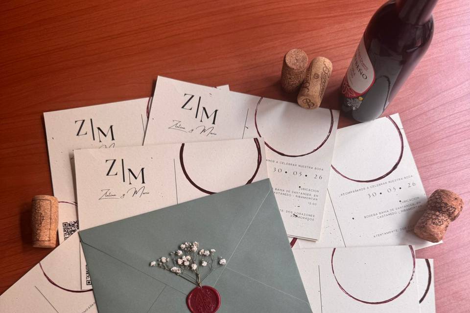 Invitaciones boda bodega vino