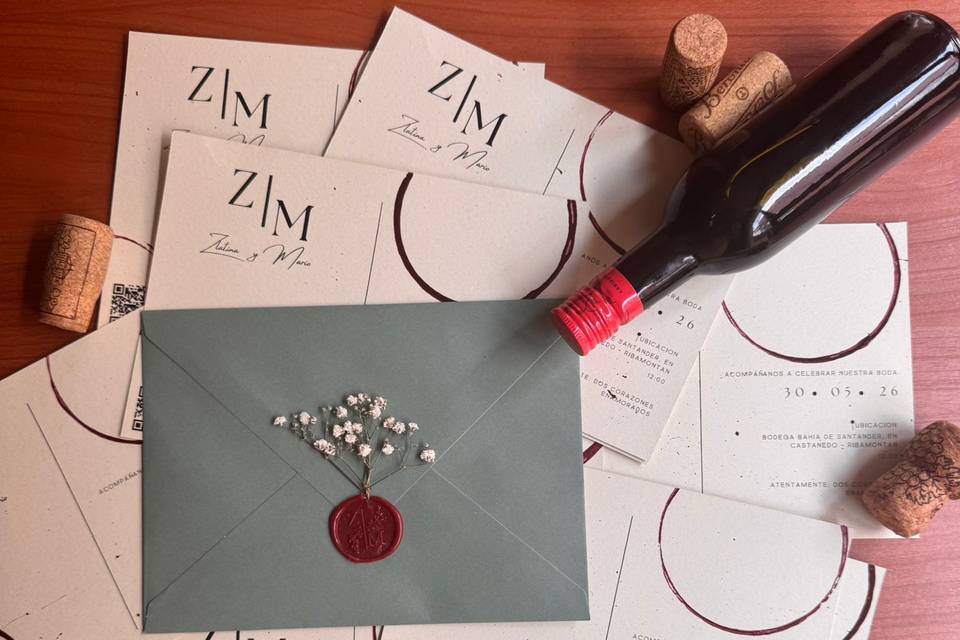 Invitaciones boda bodega vino