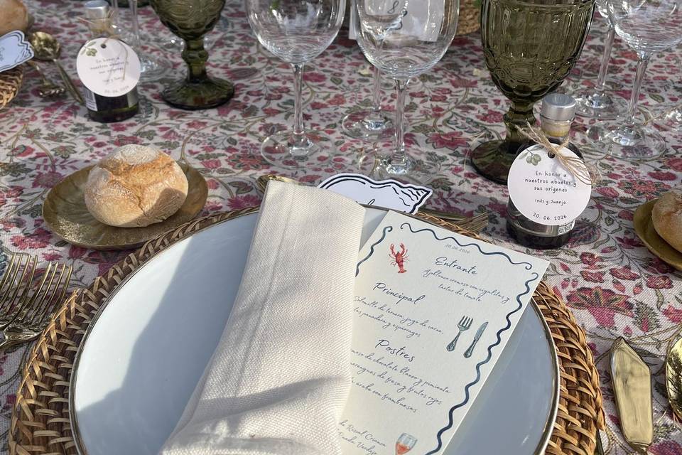 Detalle minuta y regalitos
