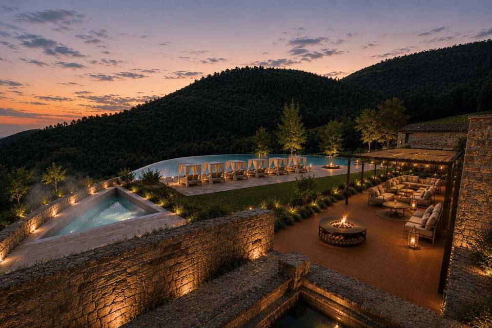 Terraza del Safareig y Piscina